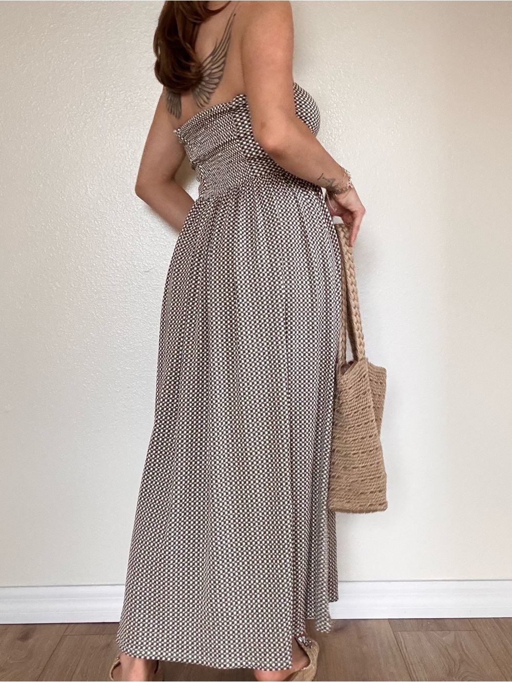 Dark green gingham midi Dress - Picture 4 of 7
